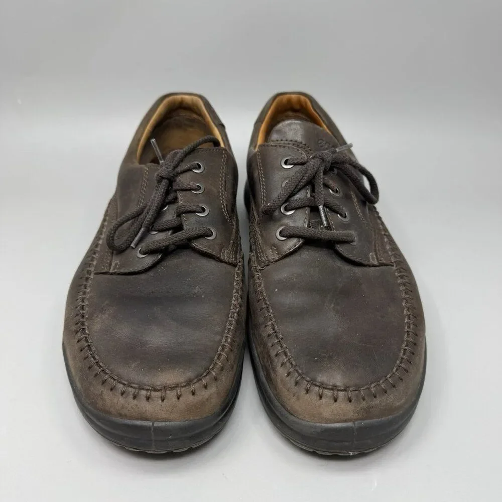 Ecco Seawalker Casual Walking Shoes Brown Leather Mens Size 46 US 12